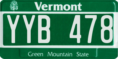 VT license plate YYB478