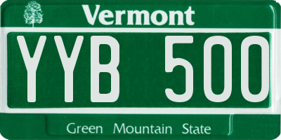 VT license plate YYB500