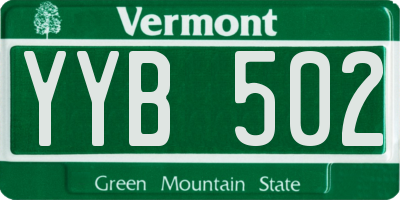 VT license plate YYB502