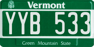 VT license plate YYB533