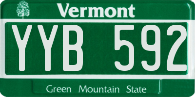 VT license plate YYB592