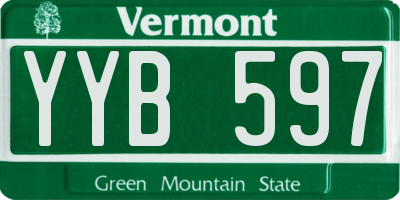 VT license plate YYB597