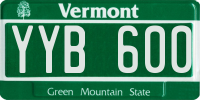 VT license plate YYB600