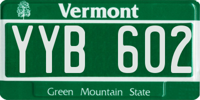 VT license plate YYB602