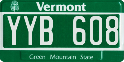 VT license plate YYB608