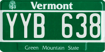 VT license plate YYB638