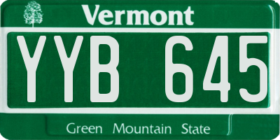 VT license plate YYB645