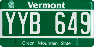 VT license plate YYB649