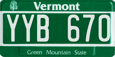 VT license plate YYB670