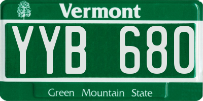 VT license plate YYB680
