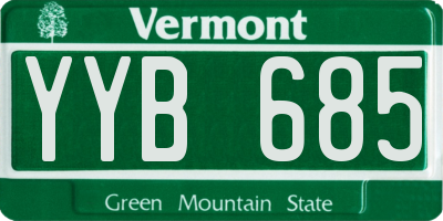 VT license plate YYB685