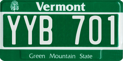 VT license plate YYB701