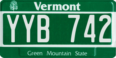 VT license plate YYB742