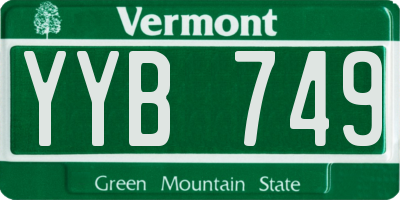 VT license plate YYB749