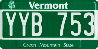 VT license plate YYB753