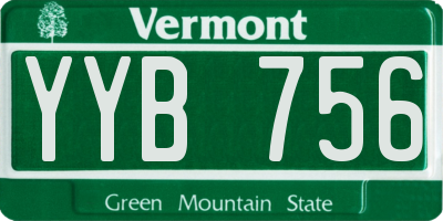 VT license plate YYB756