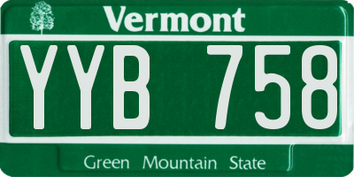 VT license plate YYB758