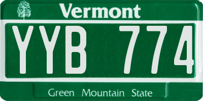 VT license plate YYB774