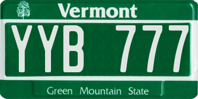 VT license plate YYB777