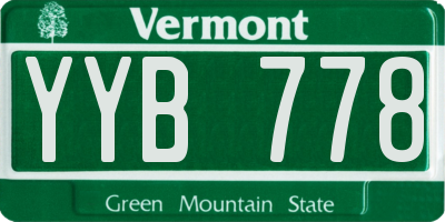 VT license plate YYB778