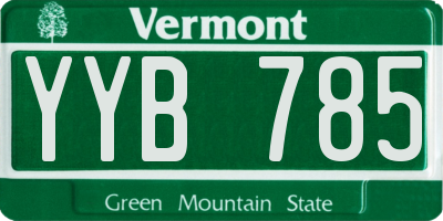 VT license plate YYB785