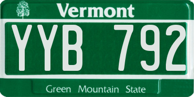 VT license plate YYB792