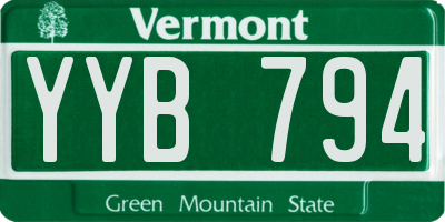 VT license plate YYB794