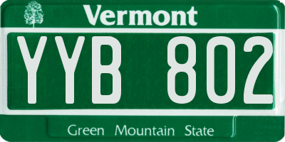 VT license plate YYB802