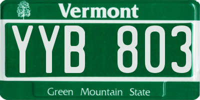 VT license plate YYB803