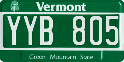 VT license plate YYB805