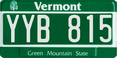 VT license plate YYB815