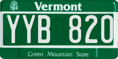 VT license plate YYB820