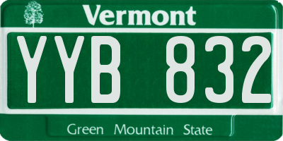 VT license plate YYB832