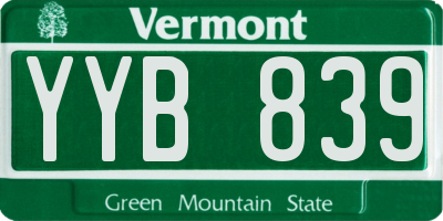 VT license plate YYB839