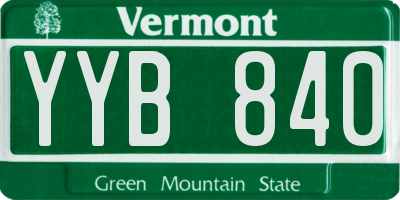 VT license plate YYB840