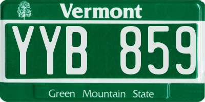 VT license plate YYB859