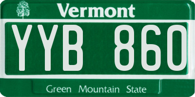 VT license plate YYB860
