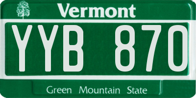 VT license plate YYB870