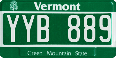 VT license plate YYB889