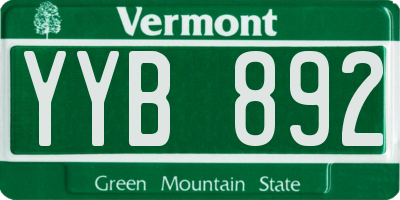 VT license plate YYB892