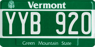VT license plate YYB920