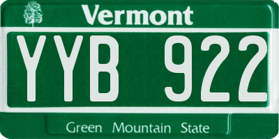 VT license plate YYB922