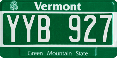VT license plate YYB927