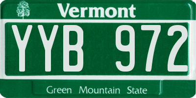 VT license plate YYB972