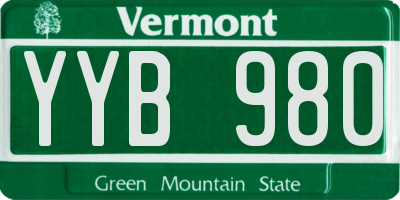 VT license plate YYB980