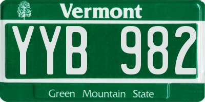 VT license plate YYB982