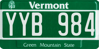 VT license plate YYB984