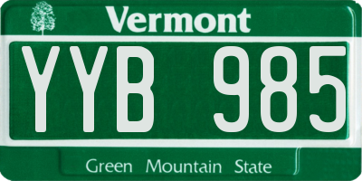 VT license plate YYB985