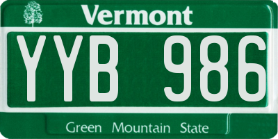 VT license plate YYB986