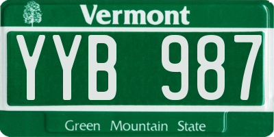 VT license plate YYB987